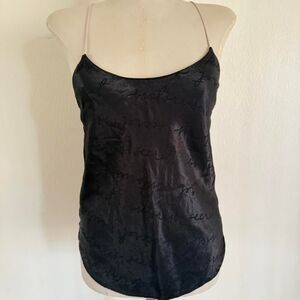 Victorias Secret Black Satin Y2K tank Top Size Small goth emo coquette